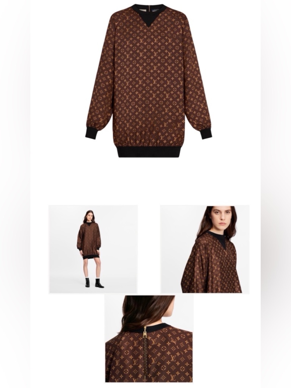 Authentic Louis Vuitton Brown & Tan Monogram Sweatshirt Dress